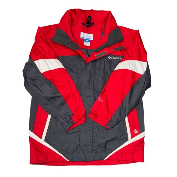 Columbia Boys Bugaboo Red Gray SHELL Jacket Size 8 Waterproof Windbreaker - Picture 2 of 10